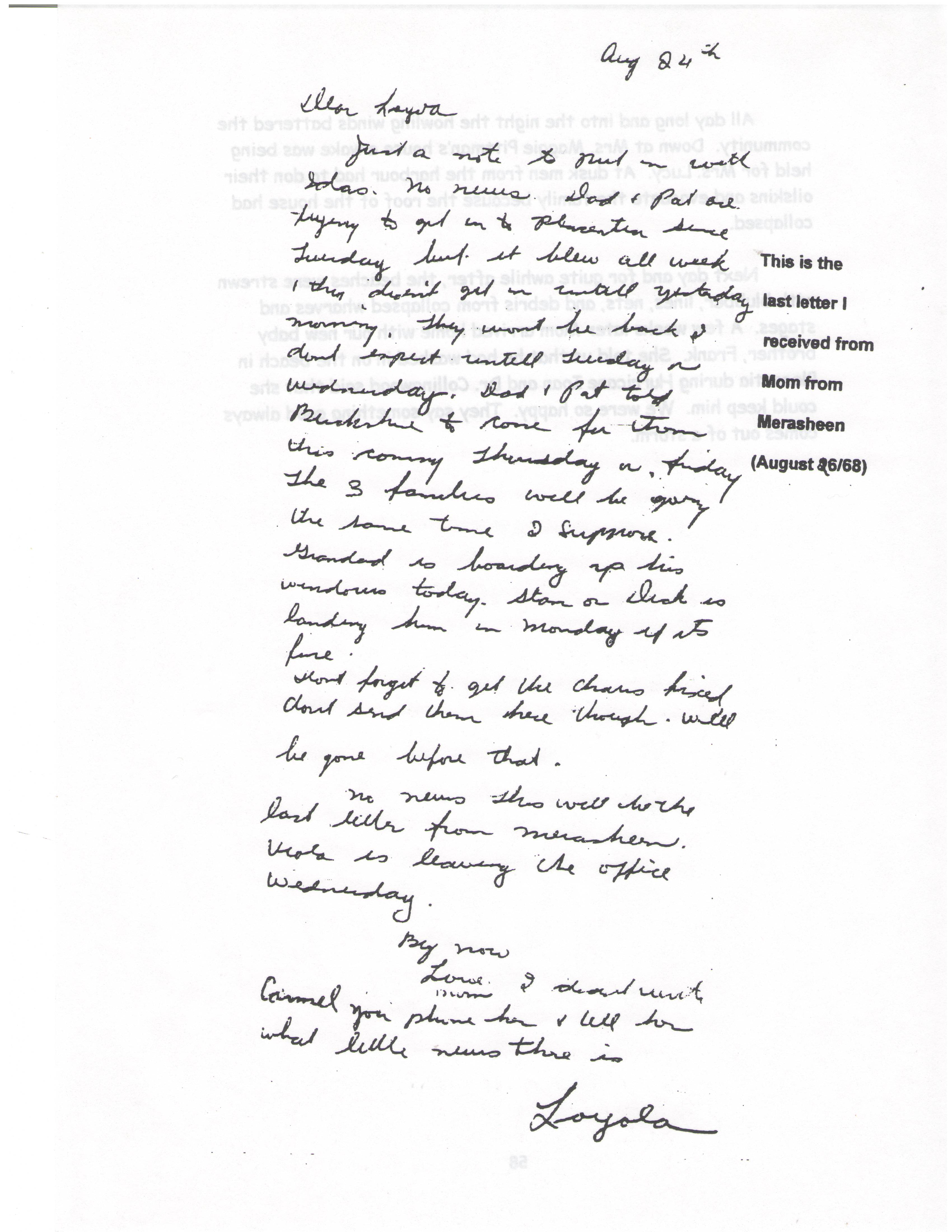 3i Loyola Last letter from mom