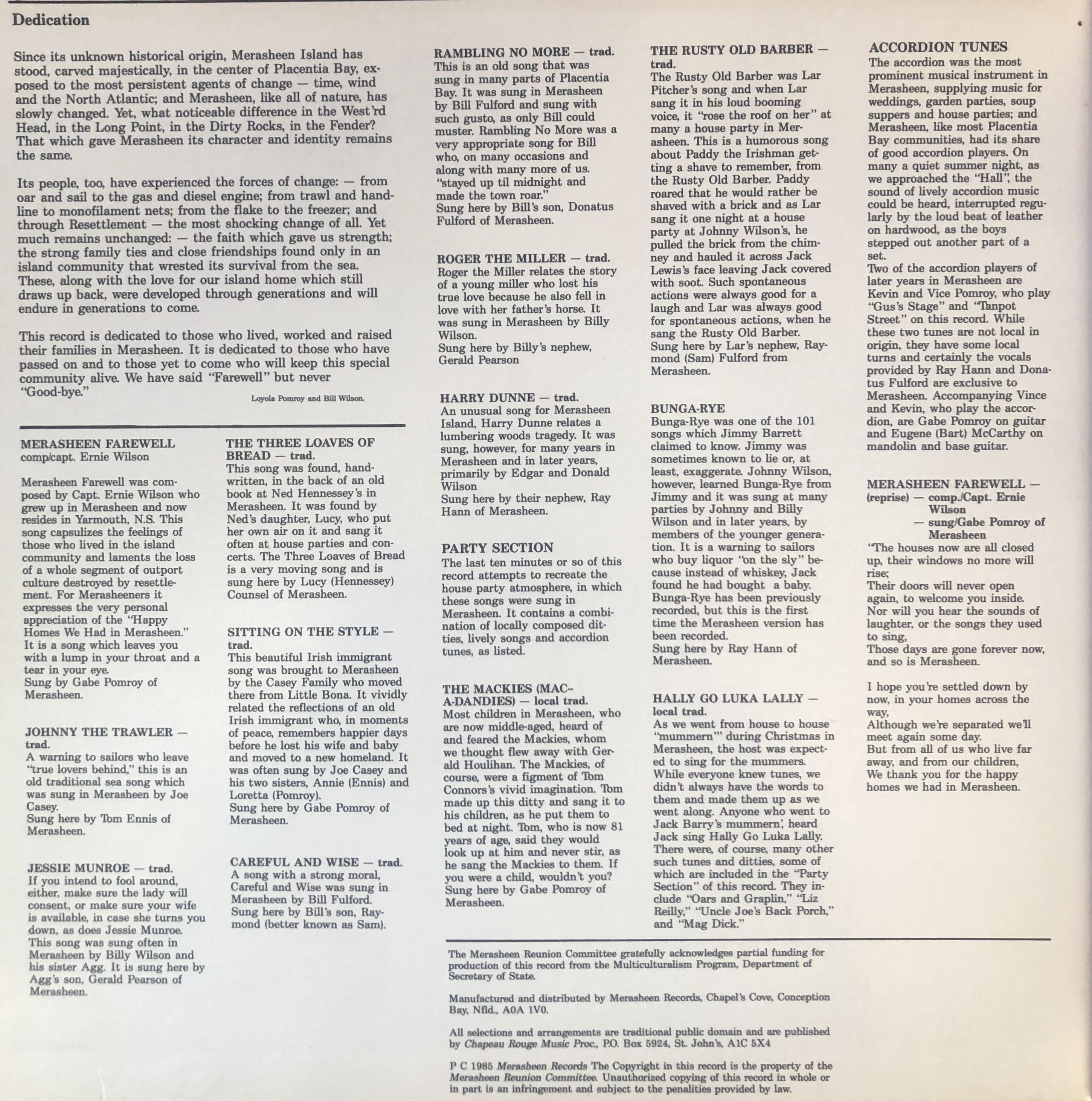 Album Inside Notes