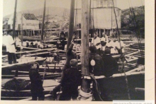 Blessing of the boats by Father John Fleming c 1928.&amp;nbsp;&amp;nbsp;The bldg at top left corner is Mr. Ab Bests inside building, the two story in the middle rear wasn built by Bert Best, oldest of Ab Best's ten sons. Probably taken from Barry's old wharf were Jack Barry had his walkway out to his stage. Fr. Fleming served under Fr. Anthony Fyme between 1927 to 1930.