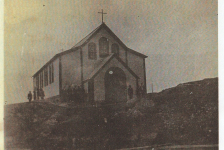 The church just after construction in the early 1920s (without the bell tower).