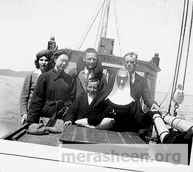 Leaving Merasheen on the Teckawitha with Jean, Angela, John Louis, Paddy, Sister Angela and Jack Ennis