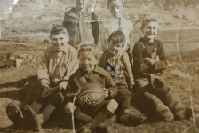 Boys from Little Merasheen 1937. Gerard Best (son of Tom) holding the ball. &amp;nbsp;Ron Pitcher (son of Joey) on the right.
House at top left is Tom Best's old house.